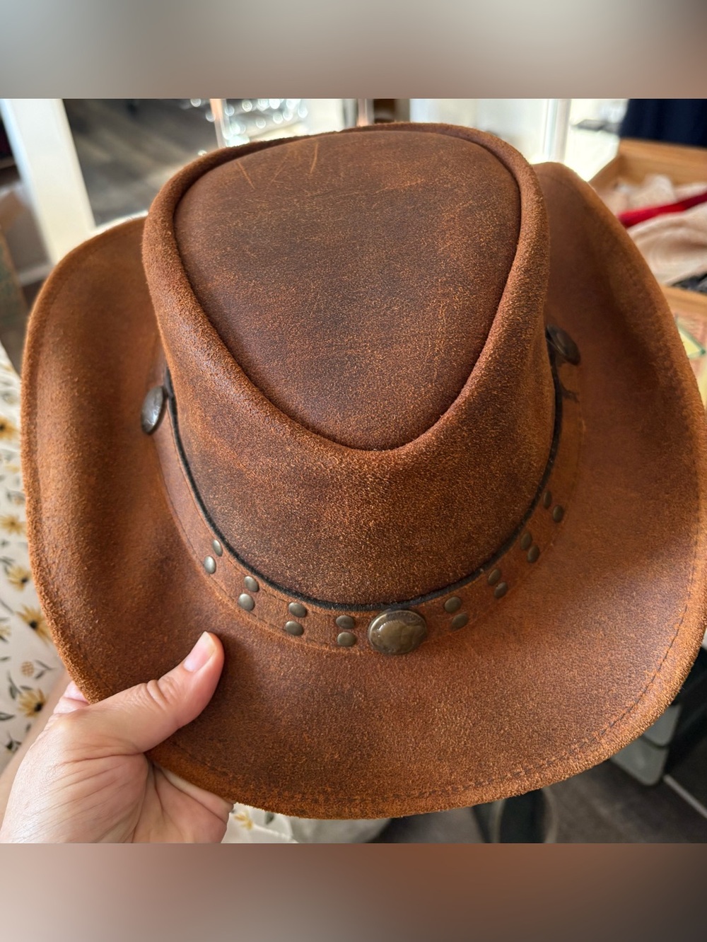 NWOT Genuine leather Hadzam cowboy hat size LG